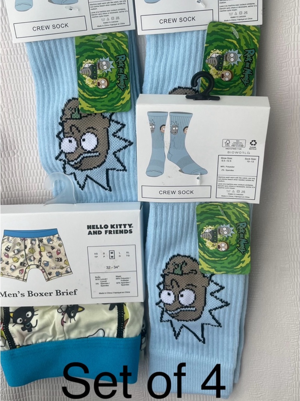 Rick & Morty Light Blue Crew Socks - Pack of 4